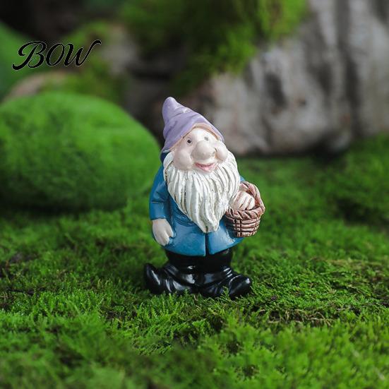 Whimsical Outdoor Garden Decor Mini Gnomes Figurine, Resin Welcome Gnome Statue, Small Handcrafted Ornament Dwarf for Fairy Garden, Flower Pot,