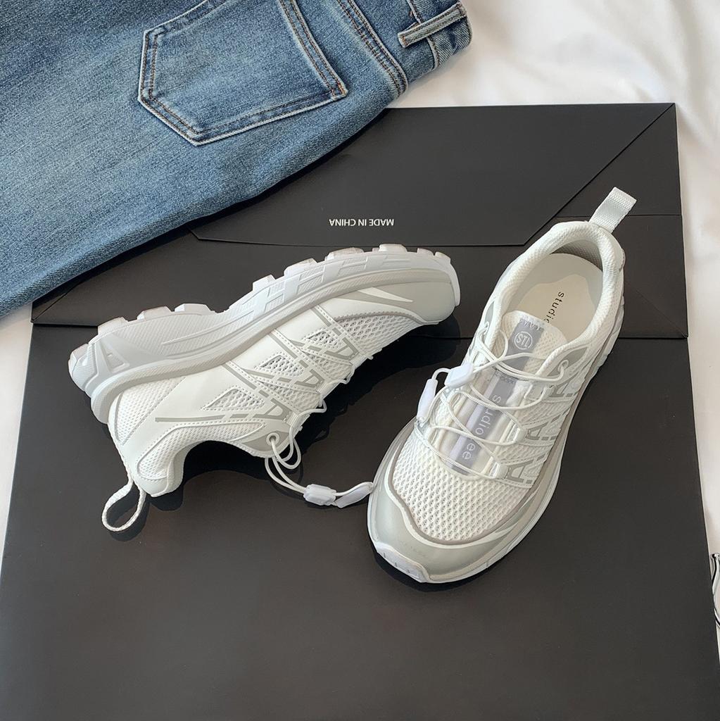 Atmungsaktive Dad-Schuhe aus Leder-Mesh für Damen, Sommer 2025 neu, mit dicker Sohle, bequem, lässig, Outdoor-Bergsteigen, Sportschuhe