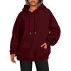 European 2023 Women's Autumn/Winter Plus Velvet Solid Color Loose Hooded Sweatshirt