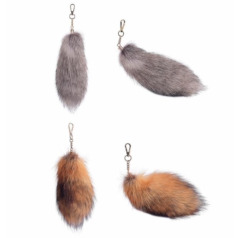 Imitation Furs Foxes Tail Keychain Pendant Toy Car Key Pendant Keyring for Car Keys Bag Backpack Decor Kids Toy Gift