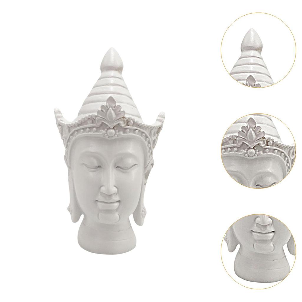 Buddha Head Statue Ornament Craft Decoration for Farmhouse Bookshelf Desktop