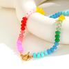 Boho Colorful Natural Stone Necklace for Women, Stainless Steel OT Buckle Rainbow Bead Choker Necklace ,Summer Handmade Jewelry
