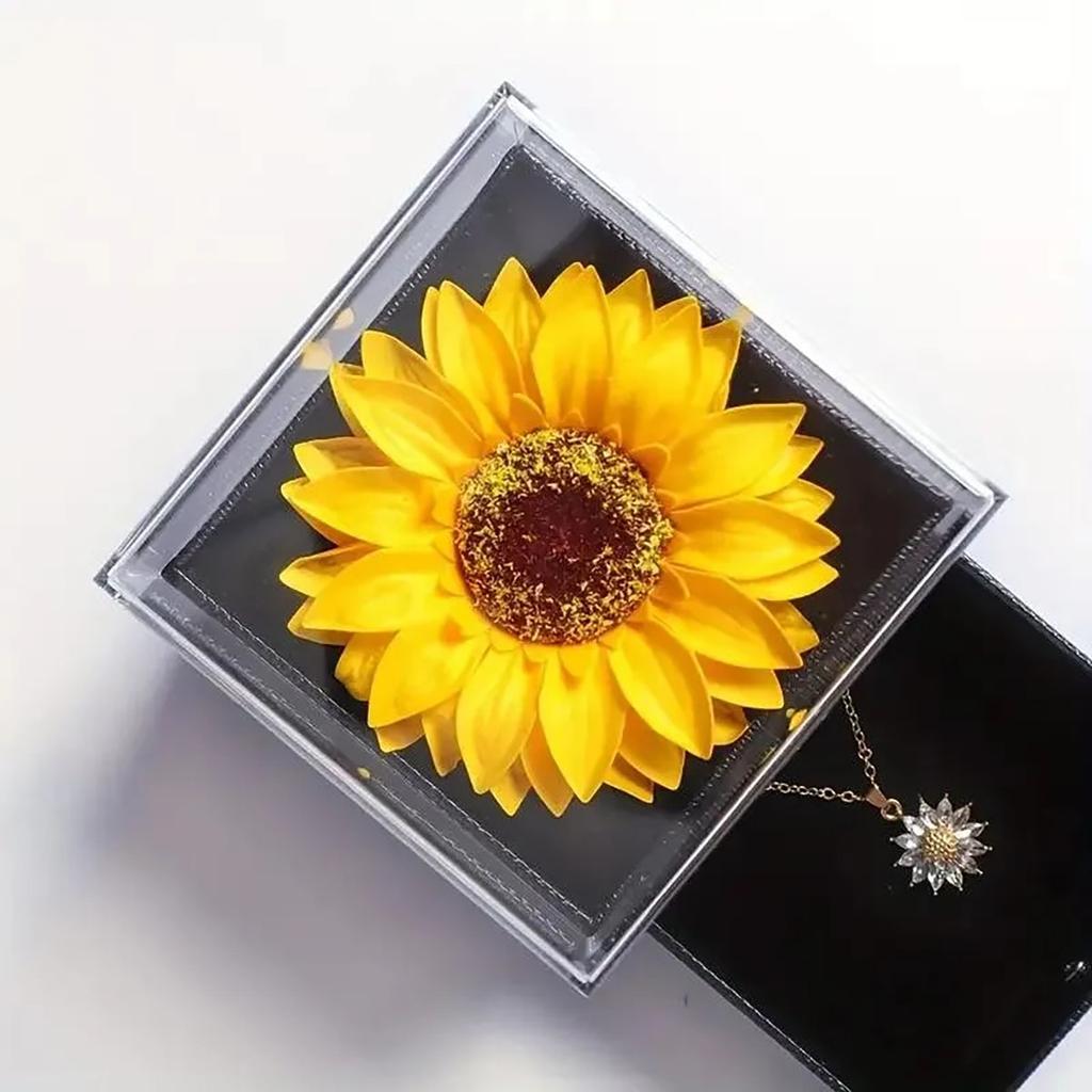Sonnenblumen-Halskette mit Geschenkbox für Freundin Frauen Ich liebe dich Perfekt für Muttertag, Geburtstage, Valentinstag, Hochzeiten