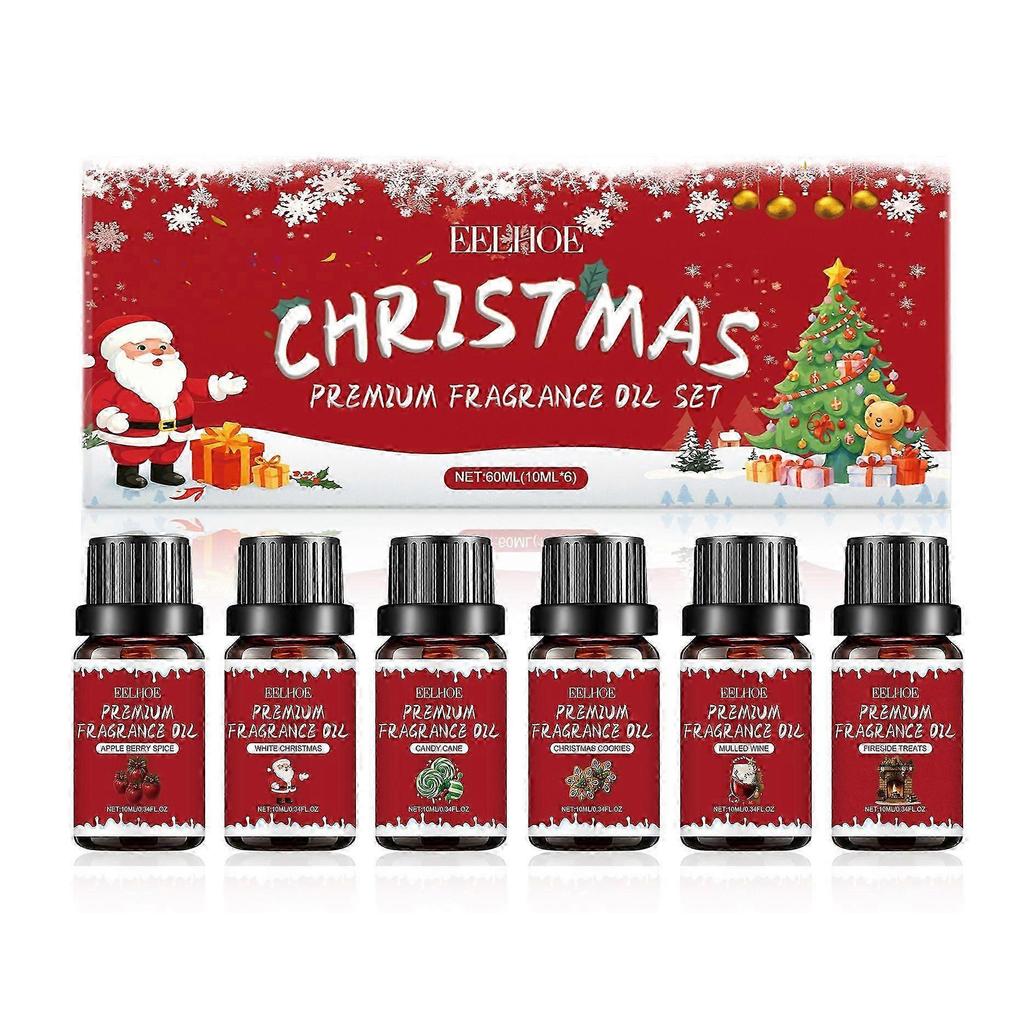 Weihnachts-Ätherische Öle Set | 6er Pack Feiertags-Duftöle für Diffuser, Kerzenherstellung | Weihnachts-Aromatherapie-Geschenkset für Zuhause & Frauen