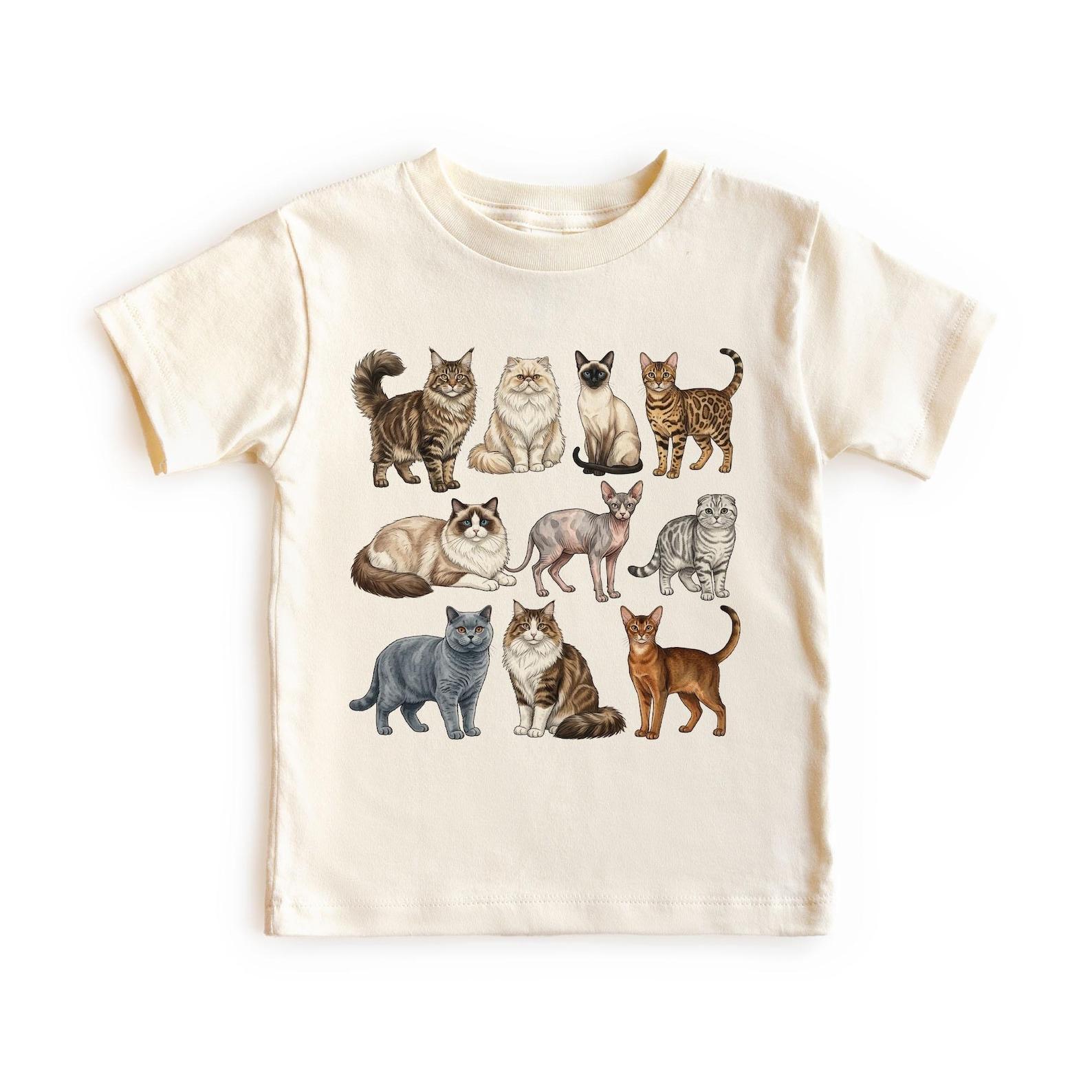Cat Breeds Field Guide: Maine Coon, Persian, Siamese, Bengal, Ragdoll Unisex Adult Youth T-Shirt 110