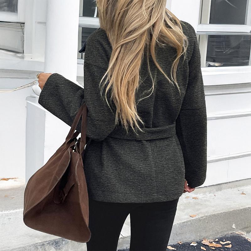 Elegant Fashionable Lace-up Long-sleeved Coat for Women In Autumn and Winter