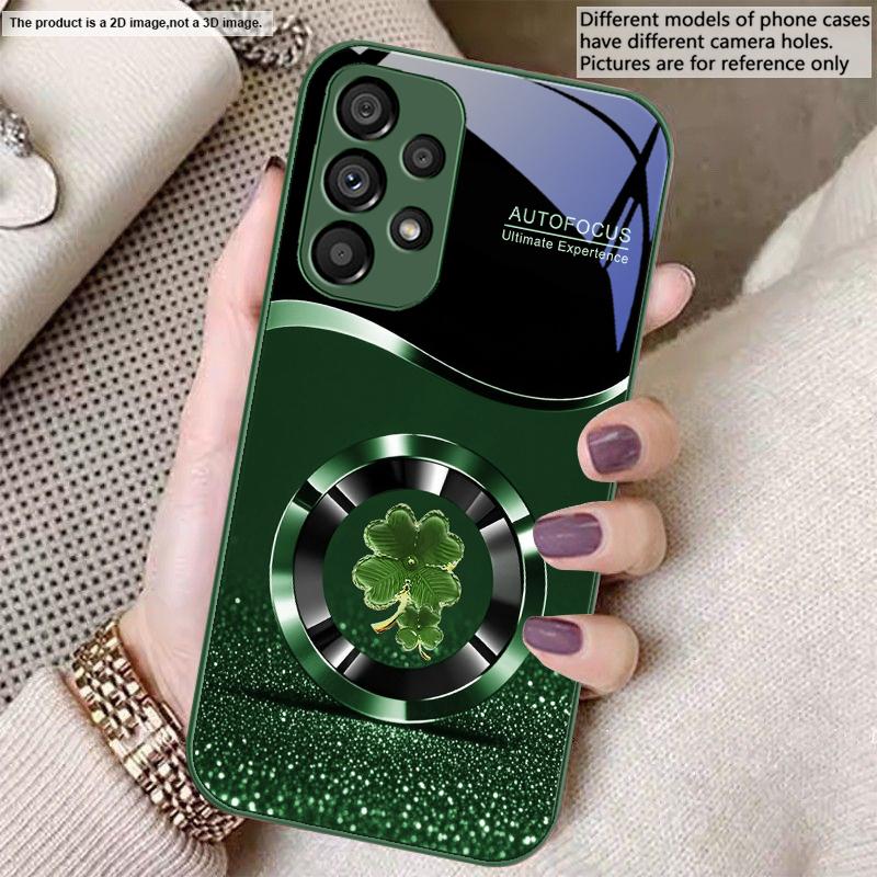Fioletowy Czterolistny Koniczyna Dla Samsung S8 S9 S10 20 U ltra S21 Pro S22 Plus S23 FE S24 Ultra S25 Edge S25Ultra Szklane Etui na Telefon