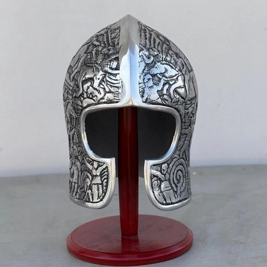 Medieval Knight Barbuta Helmet, Aluminum Costume Helmet Home Decor