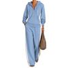 Damen 2-teiliges Freizeit-Set Winter 2026: Color-Block Kapuzen-Reißverschluss-Sweatshirt Weit geschnittene Hose
