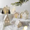 LED Light Up Porcelain Village House White Tabletop Ornaments New House Figurines  Winter Decor