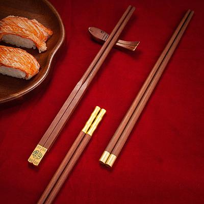5 paia di bacchette in legno di sandalo rosso di alta qualità, set di bacchette in stile cinese, non laccate, non cerate, in legno massello, per hotel di famiglia