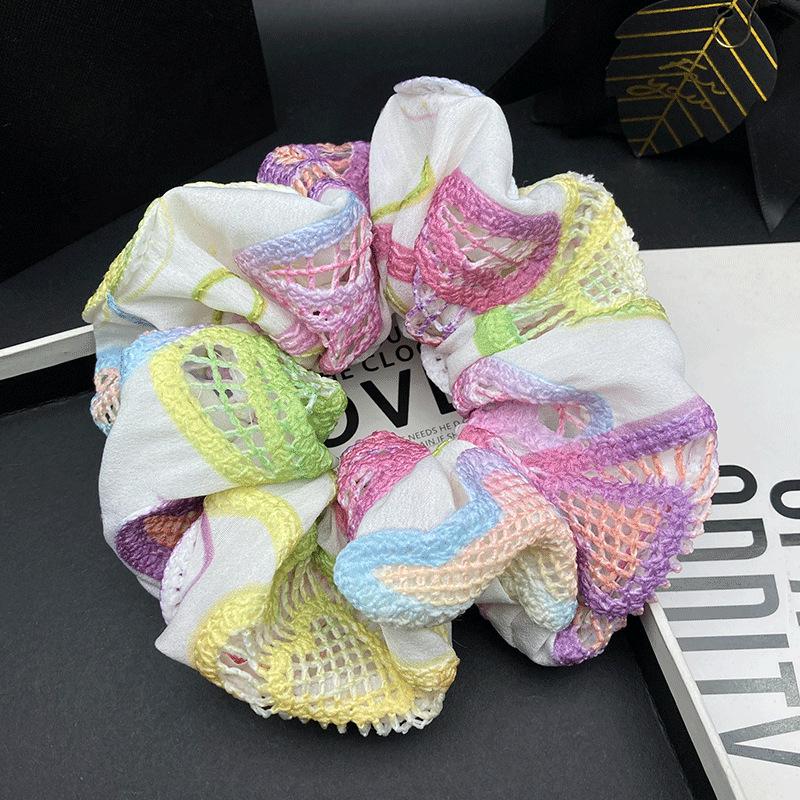 Elegant Rainbow Lace Scrunchie - Summer Hair Tie for Ponytails & Buns