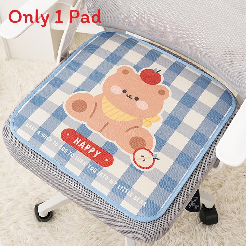 Cartoon Bear Cushion Cover With Breathable Summer Ice Silk For Office Chair And Car Seat Comfort