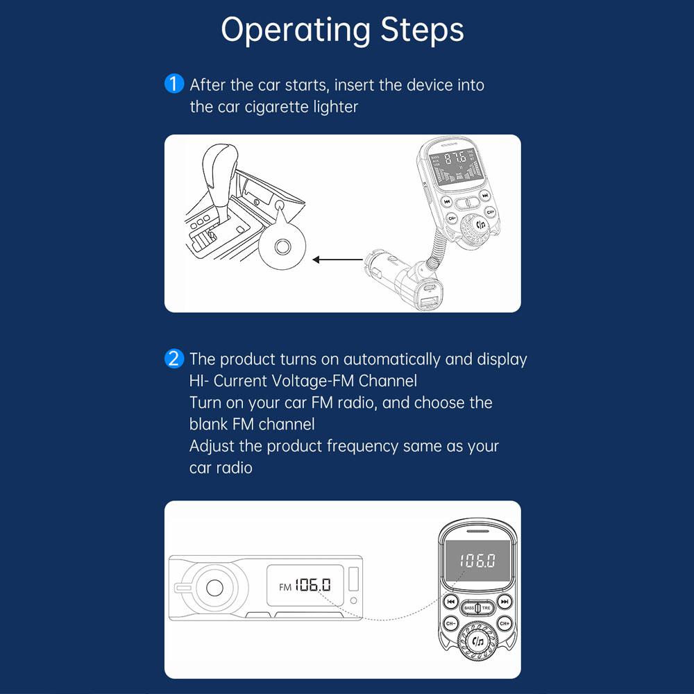 Renkli Araç Şarj Cihazı FM Verici Bluetooth Kablosuz Eller Serbest Ses MP3 Müzik Çalar PD Type-C QC 3.0 Hızlı Şarj Cihazı Aksesuarları