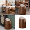 Retro Wood Grains Trash Can Durability Plastic Waste Bin Holders With 360Degree Flips Lid For Kitchen Bathroom Bedroom Dorm