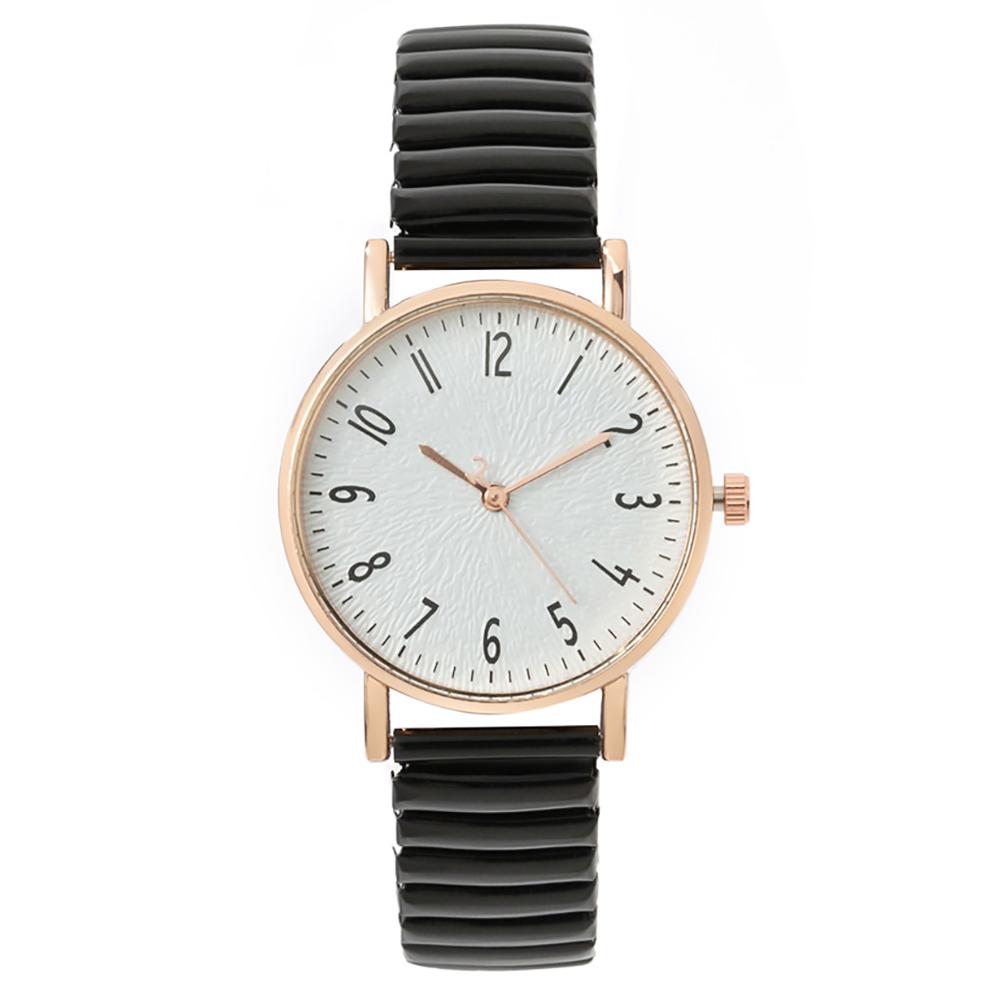 Women's Fashion Simple Digital Design Quartz Watch Casual Stainless Steel Stretch Buckleless Strap Ladies Clock Dress Watches