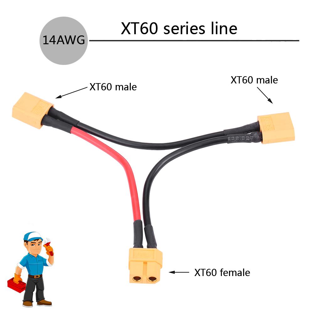 2PcsSet XT60 Series Battery Pack Connector Adapter Cables for RC Lipo 1 Female To 2 Male