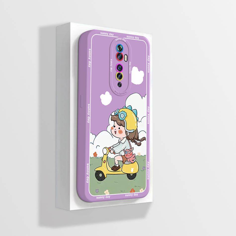 Quadratische Flüssigsilikonhülle für OPPO Reno 2 Reno2 2Z 2F Z F Linsenschutz Stoßfest Weiche Handyhüllen Rückseite Reno2F Reno2Z