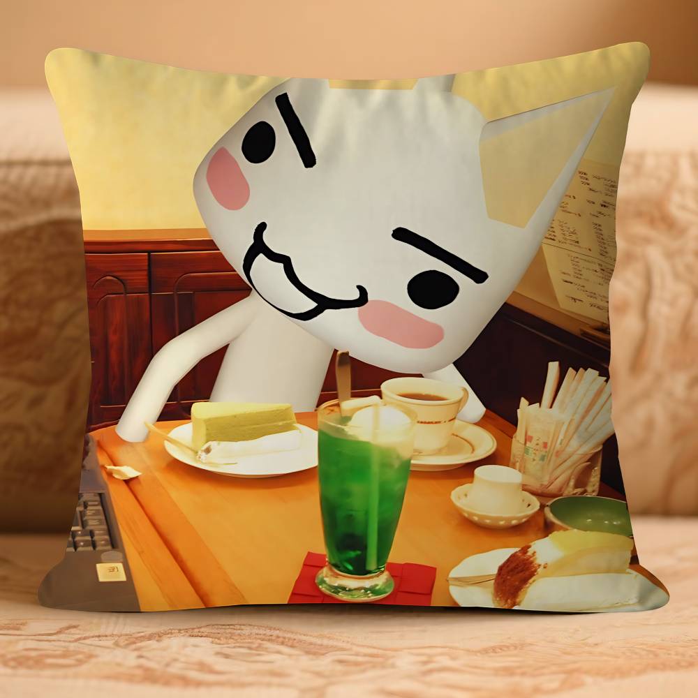 

Inoue Anime Toro CUTE CatS Pillow Case Removable Washable Cushion Cover – All-Season Soft Linen 16x16Inch