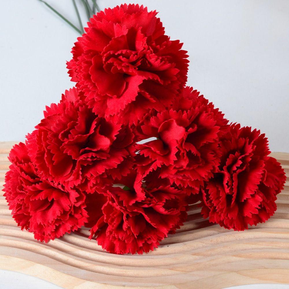 DIY Craft Artificial Red Carnations 54cm Fake Plants Simulation Carnation Flower  Garden
