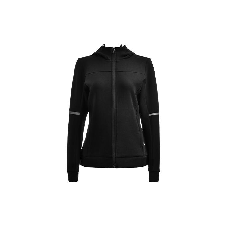 Skechers Sport Series Solid Color Zip-Up Hooded Jacket Women jackets Carbon-Black P322W020-0018