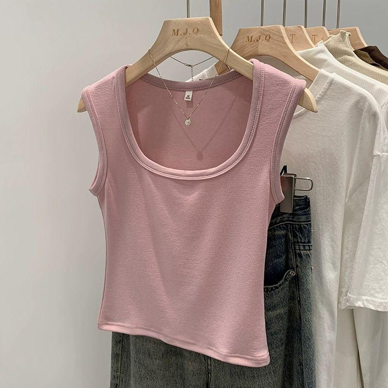 

Европейские товары Квадратный воротник Верхняя одежда Маленький слинг Женский 2025 Весна/Лето Накидка Дополнительная грудь Спортивный жилет Модный Слим Без рукавов Короткий топ Pink L