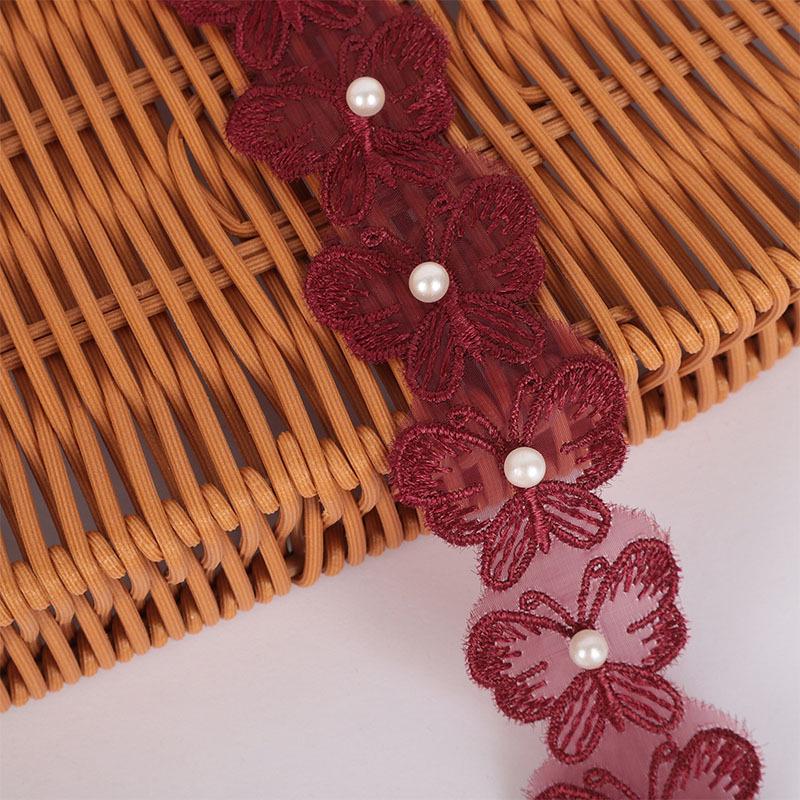 3,2x3,8cm Perlenbesetzter Organza-Spitzen-Schmetterlings-Besatz für DIY-Hochzeitskleider & Vorhänge