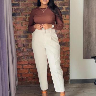 Spring Fashion Women's High-Waisted Solid Color Slim-Fit Pants for Europe and America
