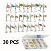 30pcs Metal Spoon Spinner Fishing Lure with Treble Hook Spoonbait Crankbaits Artificial Bait Hard Bait for Bass Trout Perch Pike