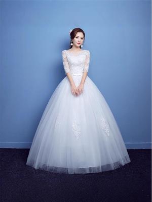 2025 Schulterfreies Koreanisches Übergröße Bodenlanges Hochzeitskleid B55