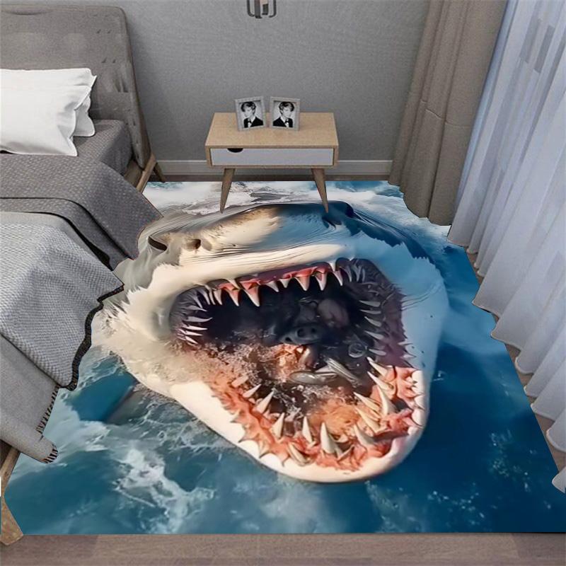 Terrifying Great White Shark White Shark White Death Carpet Floor Mat Adds a Great Focal Point To Any Space