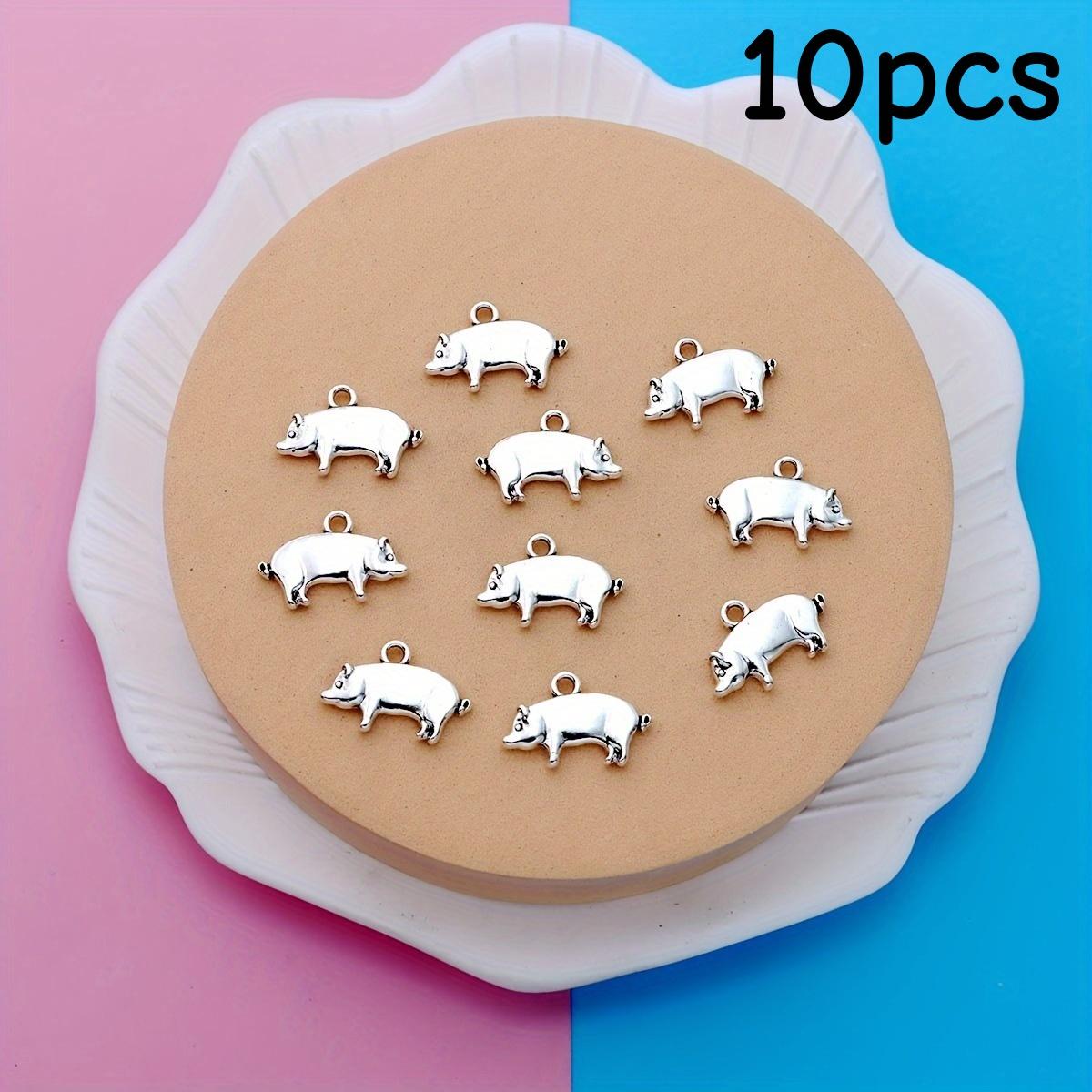 

Set of 10 Tibetan Pendants Featuring Chubby Pig Designs, Ideal for Creating European Bead Jewelry And DIY Crafts, Measuring 13X1 10pcs