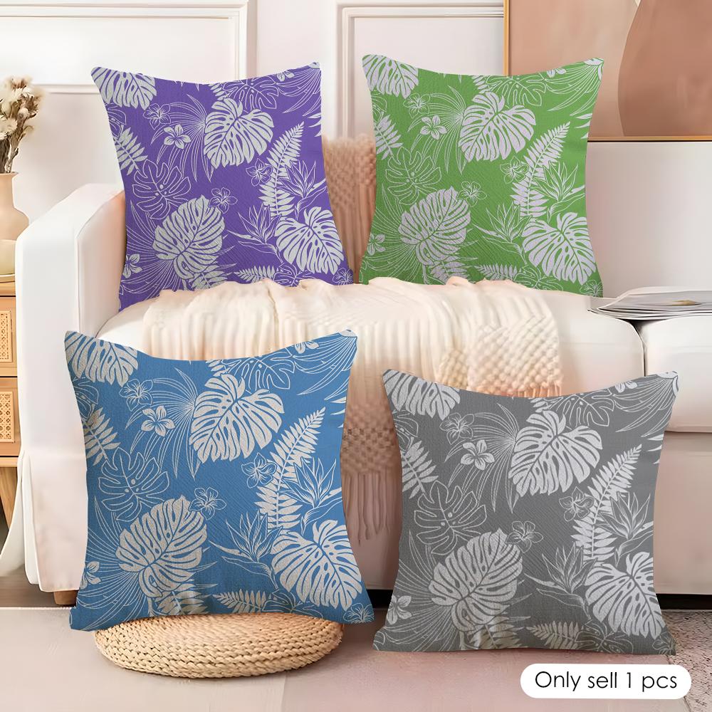 Monstera Pattern Cushion Cover Soft Plush Fabric DoubleSided Printed Cushion Covers for All Seasons Modern HomeDecor Gift