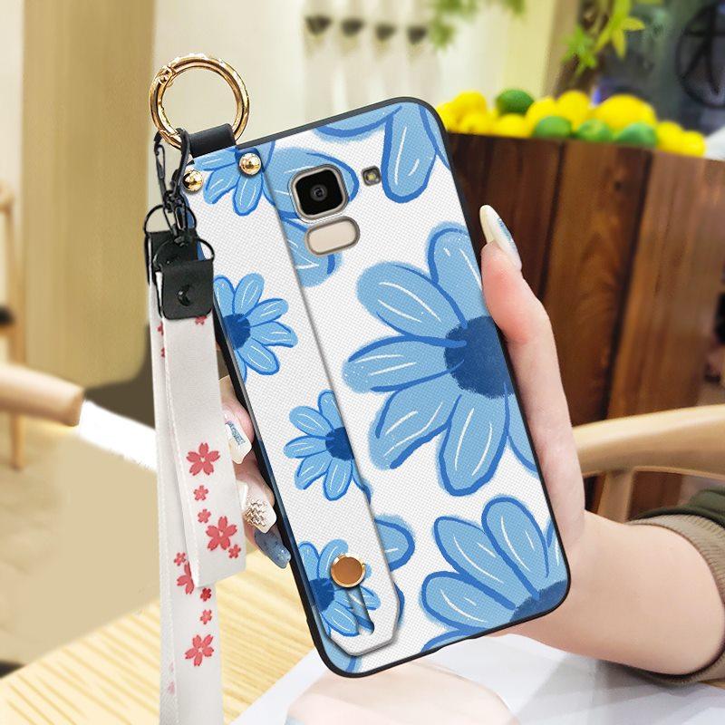 Oil Painting Anti-dust Phone Case For Samsung Galaxy J6 2018/SM-J600F Back Cover Wristband Fashion Design Kickstand Ring
