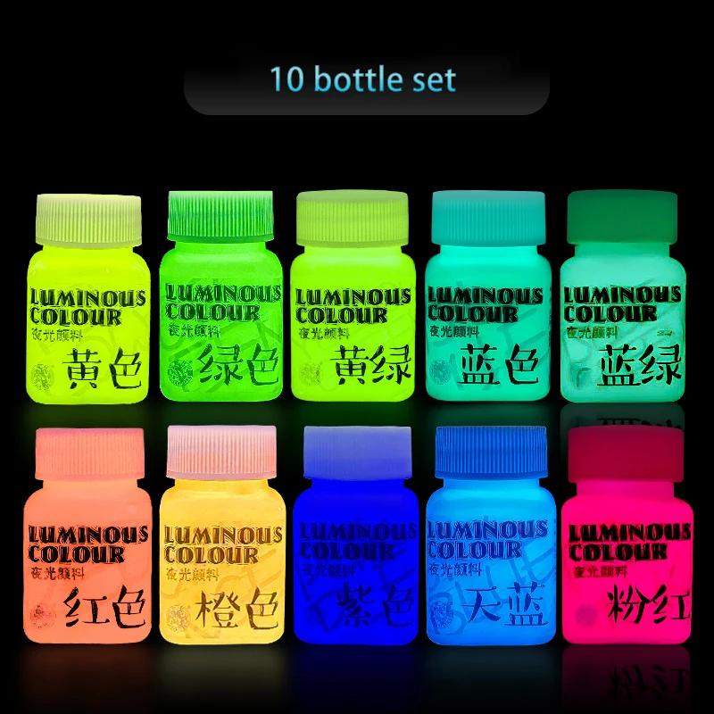 58ML Luminous Acrylic Pigment Fluorescent Paint Glow in Dark DIY Halloween Party Jewelry Nail Art Nail Beauty Resin Pigment