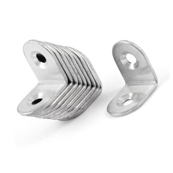 20Pcs Stainless Steel Corner Braces 20x20x16mm L Shape Fasteners Furniture Support Angle Bracket Silver Tone 2 Holes Round End