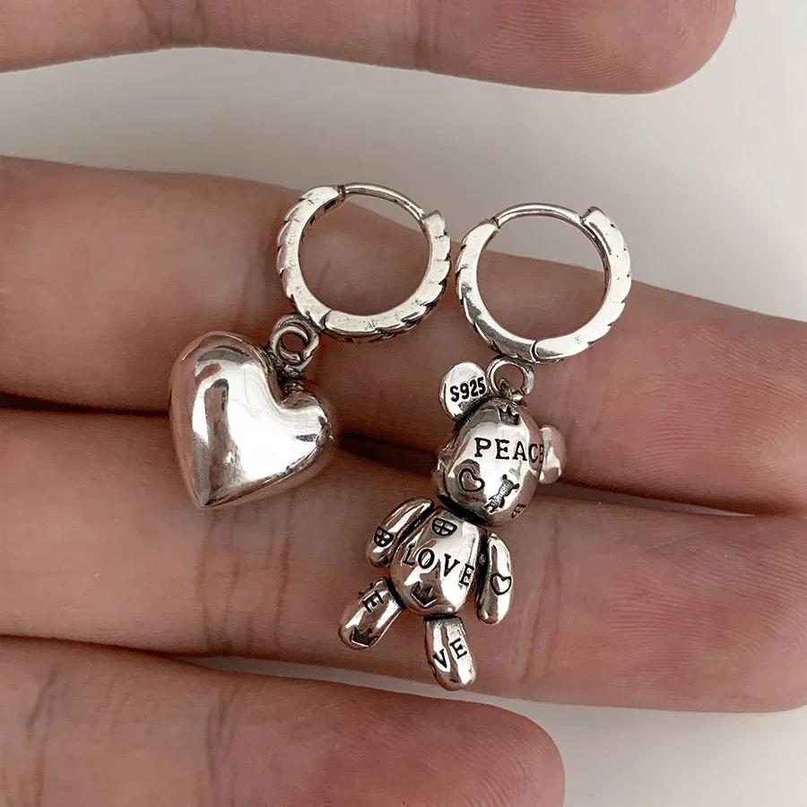 Movable Bear Pendant Necklace Hip Hop Men and Women Punk Couple Sweater Chain Female Bracelet Earring Jewelry Gifts
