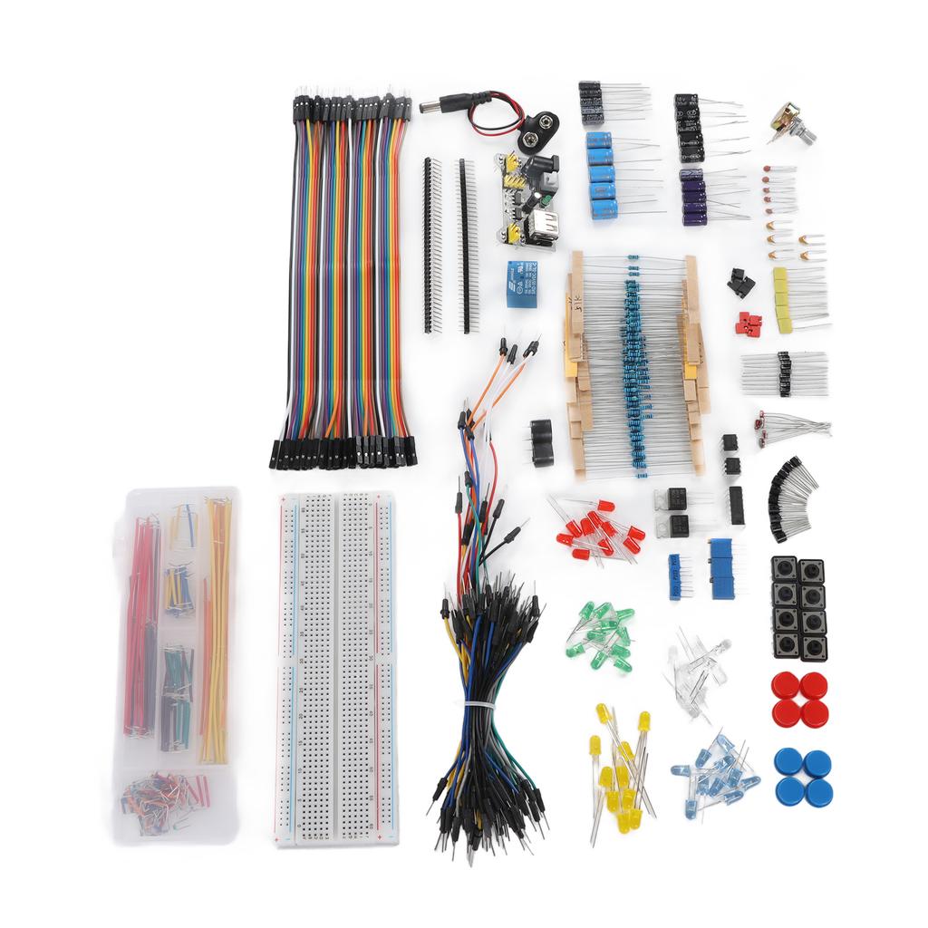 Kit asortiment de componente electronice DIY Modul de putere Rezistor Condensator Tranzistor Jumper Fires