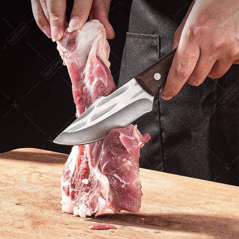 Stainless Steel Kitchen Knife Boning Knife Meat Cleaver Handmade Forged Chef's Knife Wooden Handle Butcher Knife for Household