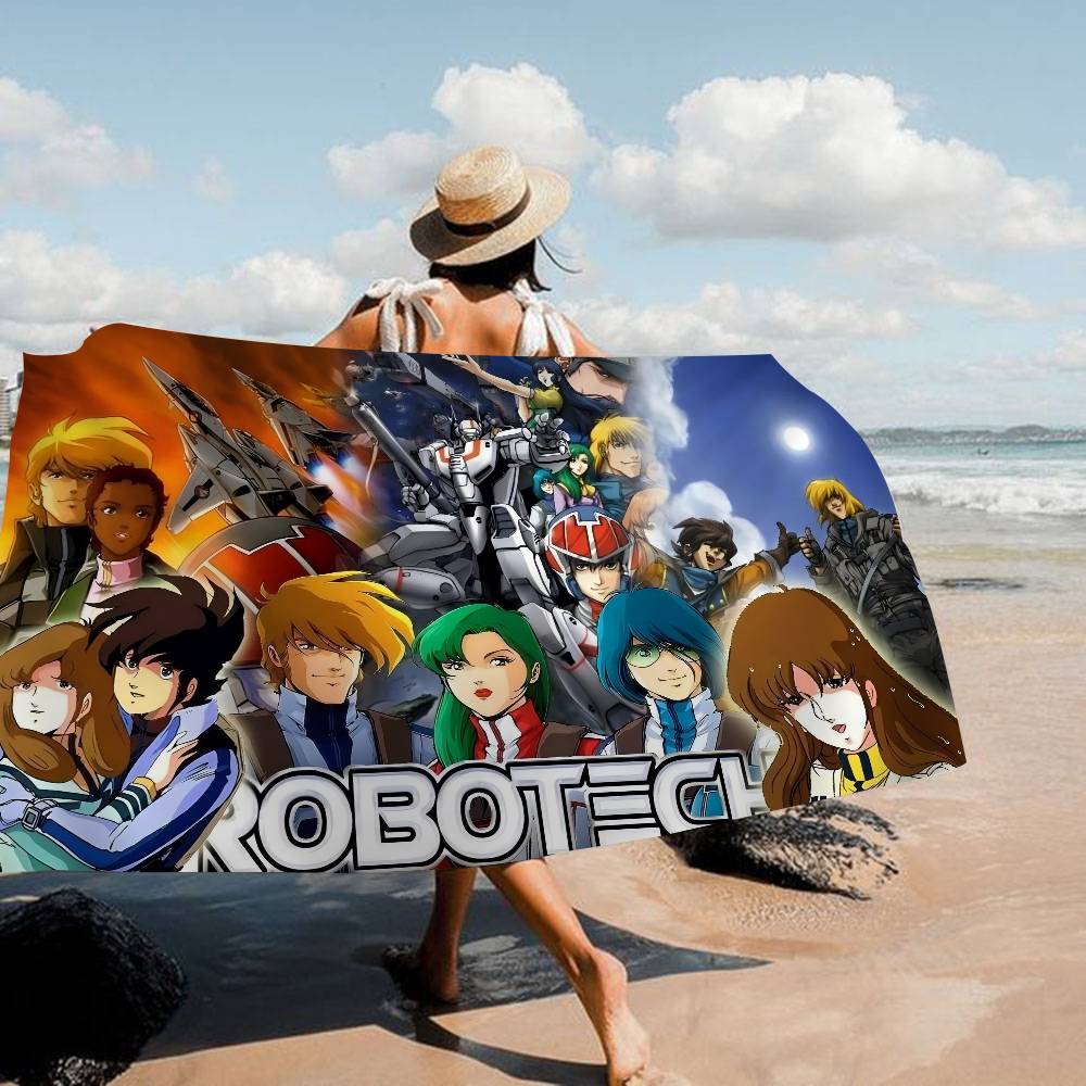 Cartoon R-RobotechS Microfiber Blanket Quick Drying Beach Towels Oversized Printing Super Absorbent Pool Towel Blanket