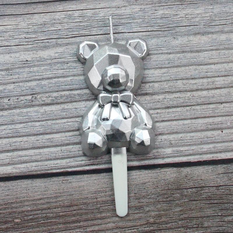 Birthday Cake Decoration INS Diamond Bear Candle Cute Cartoon Children's Party Baking Decoration Supplies