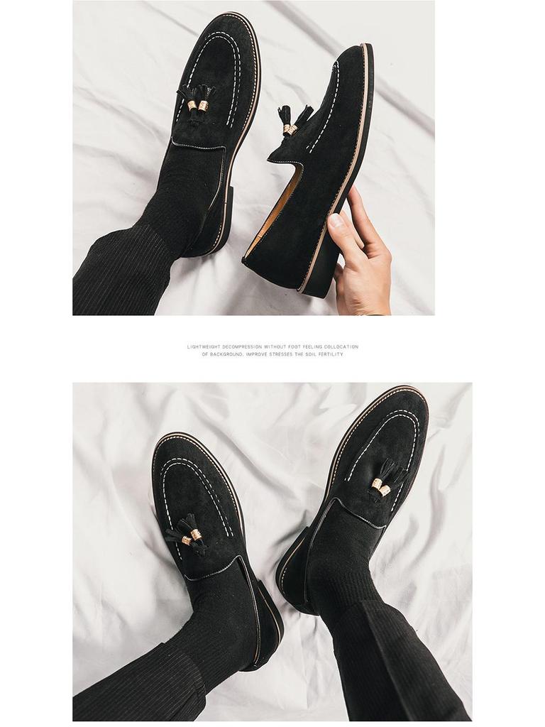 Mocassini da Uomo Taglie Forti con Nappine in Suede: Scarpe casual slip-on primavera/autunno