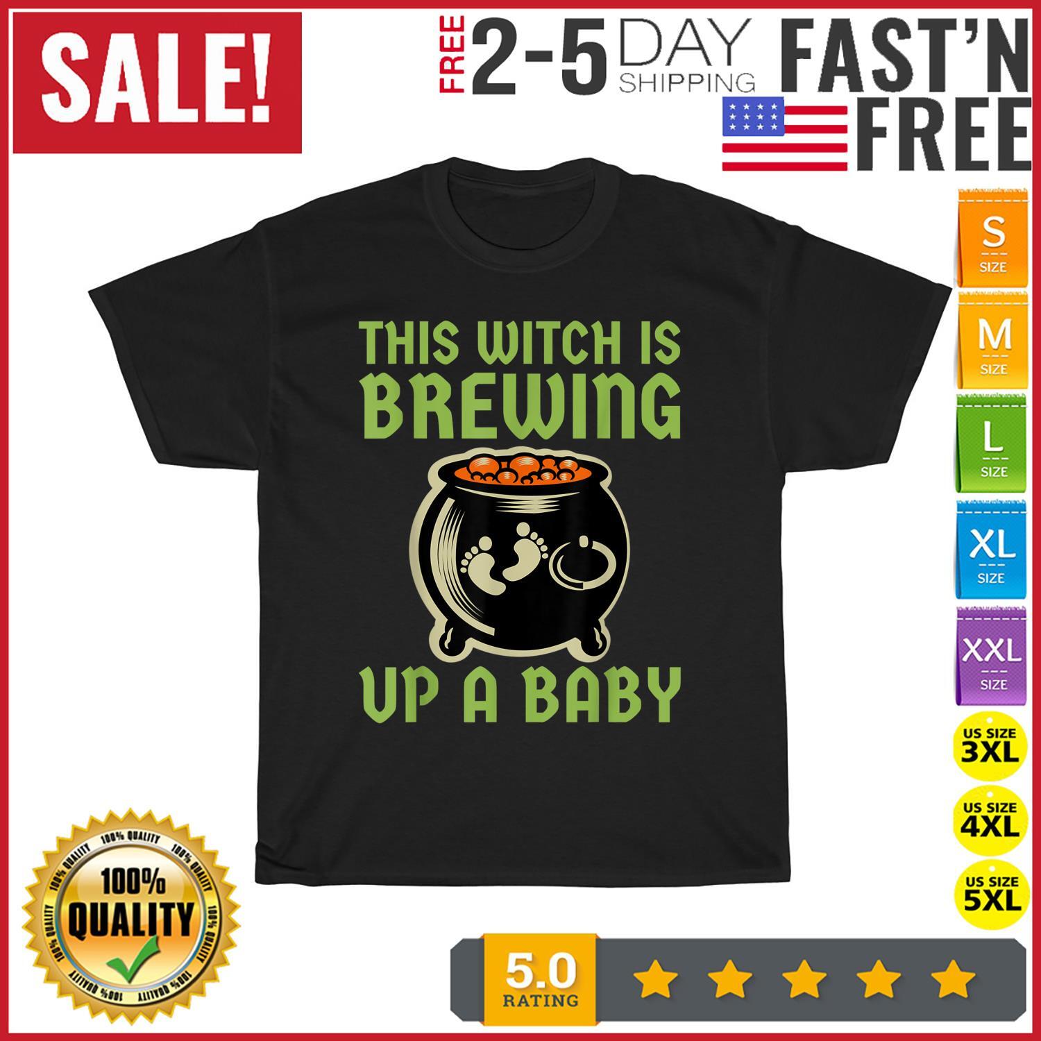 This Witch Is Brewing Up A Baby, Halloween New Mom To Be T Shirt Mens Womens Tees Top Men Women NEW S