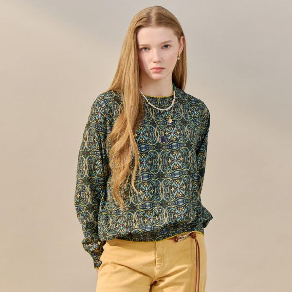 Maxza Ethnic Geometric Pleats Blouse Zf04qb601nh painted/FREE