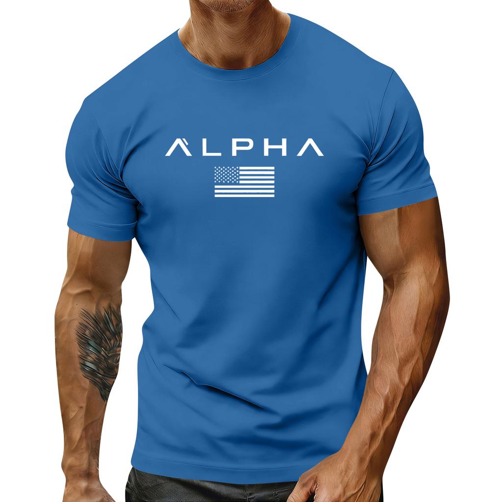 Men's Holiday Print Round Neck Short Sleeve Top Casual Sports Top