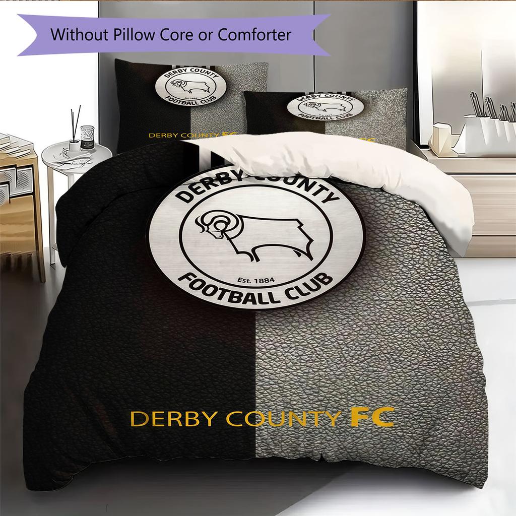 Derby County Bedding Quilt Set Quilt Cover Pillowcase Home Decoration Birthday Gift (1 * Duvet Cover + 2 * Pillowcase, Without Core)