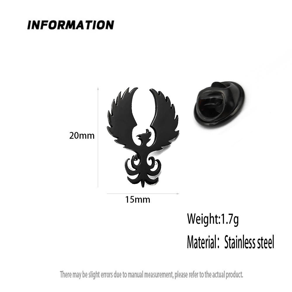 Retro Phoenix Male Brooches Gold Plated Stainless Steel Animal Lapel Pins Men's Jewelry Clothing Accessories Husband Gifts