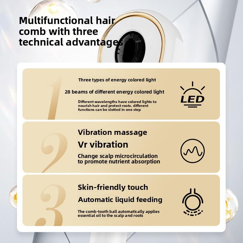 Hair Scalp Comb Vibration Massage Comb Red Blue Light Scalp Introduction Essential Oil Shun Hair Care Essential Oil Comb