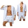 Men Casual Lounge Homewear Night Robe Sleepwear Pajamas Hooded Night-robe