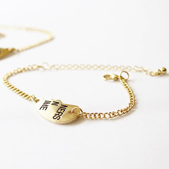 2 Pcs Women Bracelet Cute Jewelry Gift Alloy Partners Love Heart Bangle for Party